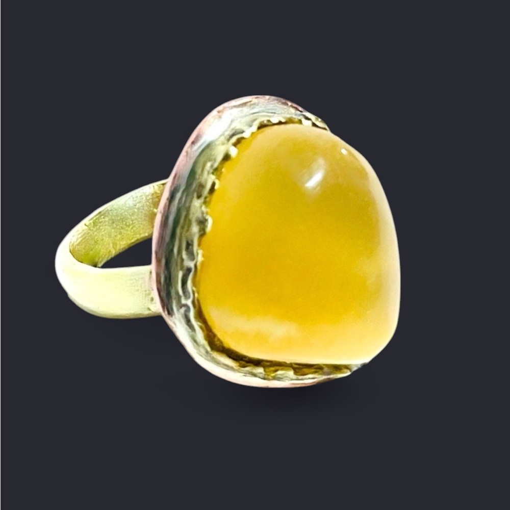 Orange Calcite Crystal with Mixed Metal Ring (7)